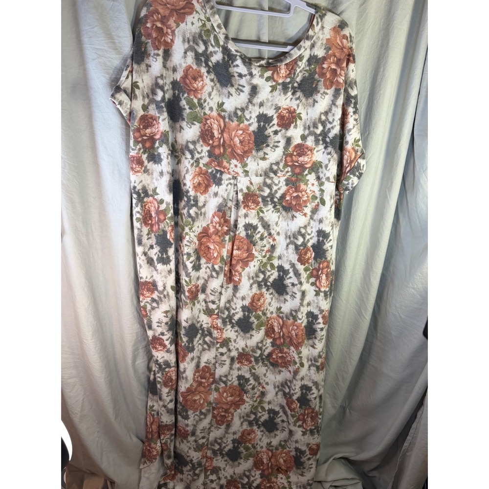 Glitzy Girlz Womens 2XL Floral Tie Dye Maxi Dress V-Neck High Low DS-CH-1135FTX - Picture 9 of 11